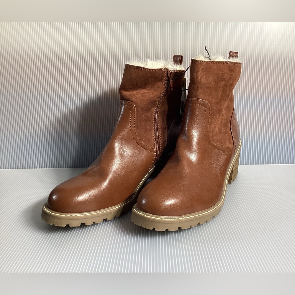 Universal Thread Cognac Faux Fur Ankle Boots - Size 11